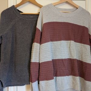 Old Navy Gray and Mauve Striped Sweater Set